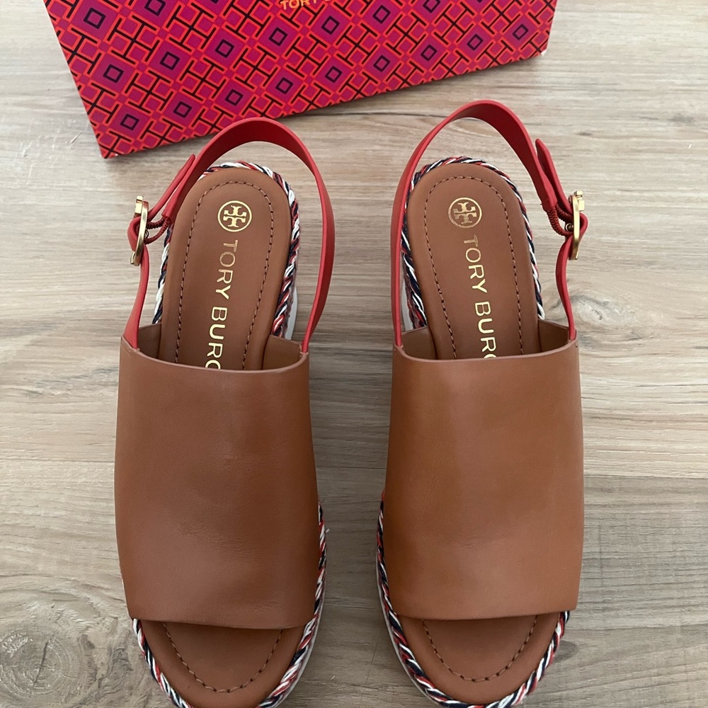 Tory Burch Leather Platform Sandals — Size 8 - Picture 4 of 8